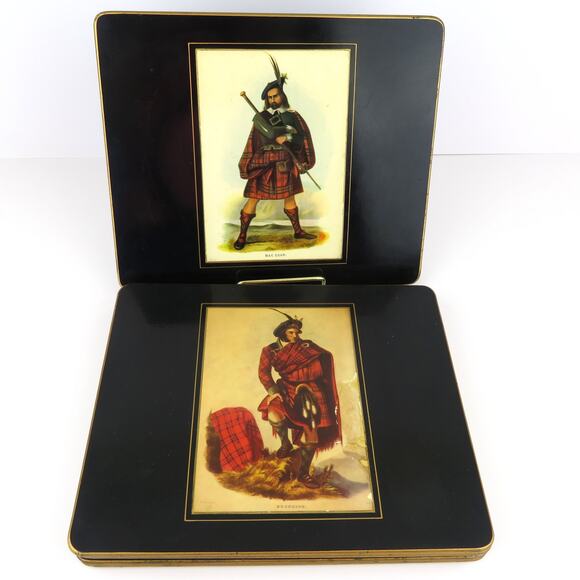 Vtg Lady Clare Scottish Clan Mini Placemats Set of 4 Felt Back Made in England - Picture 1 of 15